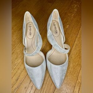 Life Stride Women's Shimmering Silver Heels